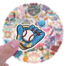 54PCS Ice Cream Drip Baseball Stickers Vinyl Aesthetics Stickers Scrapbooking, Diary, Bumper, Skateboard, Water Bottle, Cartoon, Hard Hat, Car Stickers And Decals - Multicolor - View 5