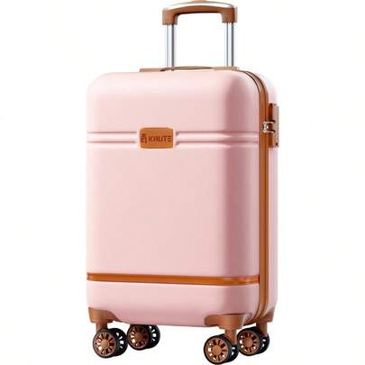 Krute Carry On Luggage 20 Inch Airline Approved Hard Shell Suitcase With Wheels Lightweight PC ABS Travel Luggage TSA Approved Pink