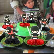 DGyufise 6Pcs  Party Honeycomb Table Centerpiece Double Sided Martial Arts Karate Kung Fu Warriors Table Toppers Centerpieces For  Theme Baby Shower Birthday Party Table Decorations Plies - As Pic - View 5