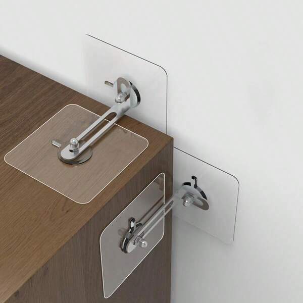 Correa de antivuelco montada en la pared, estabilizador de muebles de plástico, anclaje de gabinete sin taladro, soporte de para estantería, TV, zapatero, armario, dispositivo de para el hogar