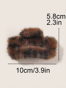 3 Stück Leoparden-Muster Plüsch warm vielseitig schicke elegante mittelgroße quadratische Haarklammern, geeignet für Teegesellschaften und Bälle, elegante Haaraccessoires für Herbst/Winter, elegante Haarklammern, Winterhaarklammer für Sommeroutfits, Festivals, Partys - Verschiedenfarbig - Übersicht 3
