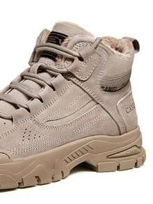 CAMEL CROWN Men's Work Boots Autumn And Winter High-Top Thick Sole Heightened Plus Velvet Warm Non-Slip Wear-Resistant Outdoor Hiking Boots - Deep Sand - View 3