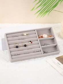 1 Caja de almacenamiento de joyas de 3 capas y 18 rejillas de acrílico, adecuada para aretes, anillos, collares y pulseras de uso diario de las mujeres. Caja de almacenamiento de 3 capas y 72 rejillas con estilo de cajón, desmontable y de gran capacidad para decoración de uñas y diamantes