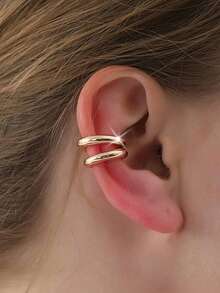 CVNANA 1 对朋克风格不对称圆形无穿孔耳夹，简约时尚合金夹式耳环，适合女士、日常和度假佩戴 - A - 查看 3