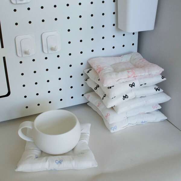 1 pieza Posavasos con lazo creativo, de alta gama y lujo, utilería fotográfica, alfombrilla decorativa, aislante térmico, posavasos para taza de café, decoración navideña