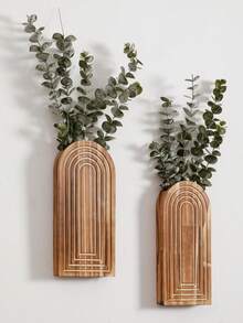 1pc Rustic Style Wooden Wall Hanging Vase, Arched Wooden Design, Modern Floating Wooden Decor Rack, Rainbow Display Wall Art Rack, Suitable For Living Room, Bedroom Or Bathroom Decor, White Finish, Decorative Wall Hanging Rack | Modern Rack | Wooden Structure, Decor Rack. - Multicolor - View 4