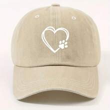 Fashion Double Layer Heart-Shaped Cat Paw Washed Duckbill Cap Unisex Adjustable Brim Dad Baseball Cap Street Climbing Cycling Cap - 米色 - 查看 2