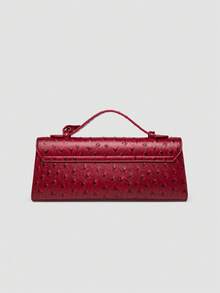 1pc Ostrich Pattern PU Handbag, Multifunctional Shoulder Bag, Crossbody Bag For Women, Suitable For Daily Fashion Matching And Outings, Ideal Choice For Valentine's Day, Comfortable And Fashionable, Stylish Handbag, Personalized Gift Choice, 2025 Accessory, Fashionable Style Suitable For All Occasions, Affordable Luxury Feel, Rebellious Party Bag, Very Suitable For Parties, Weddings, Balls, Dinners/Banquets, Elegant Ladies Bag - 紅色 - 查看 4