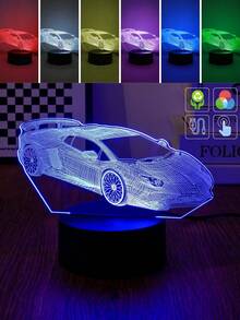 1pc Super Car Shaped 7 Colors Changing Touch 3d Night Light - Multicolor - View 3