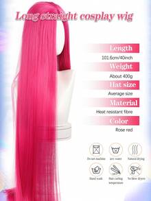 40inch Long Straight Wig Colorful Costume Wigs Synthetic Wig Red Blue Purple Blonde Anime Cosplay Wig For Halloween Cosplay Party - Multicolor - View 2