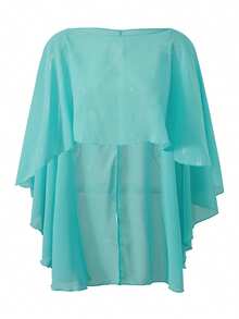 Women Sheer Poncho Tops .Y Y2k Sheer Off Shawls Shrug Summer Beach Wedding Scarf Shawls .Y Cover Up Cape Shirt Beachwear - 藍色 - 查看 7