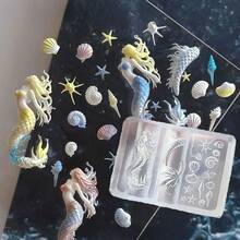 1 件硅胶环氧树脂美甲模具 - 花瓣/钻石、星形和十字形/可爱橙色、樱桃、苹果和梨形/美人鱼、海星/圆形宝石/贝壳和珊瑚礁/莲花鱼设计，耐用且易于清洁，非常适合 DIY 美甲和修脚、创意美甲装饰、美甲用品、美甲配件、DIY 珠宝铸造技术、优雅的指甲设计、易释放材料