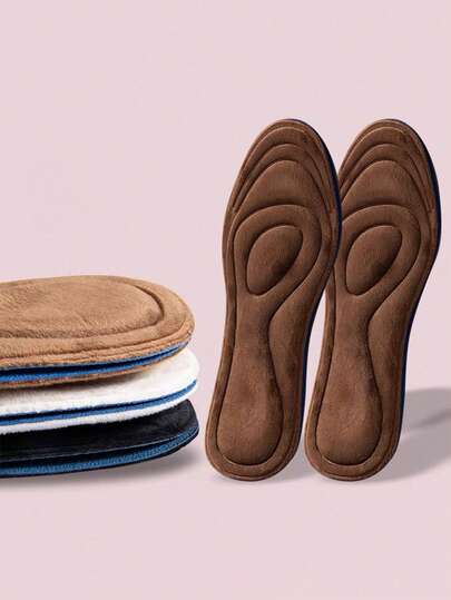 1 par de plantillas de forro polar gruesas y cálidas - Suaves y cómodas, que absorben la humedad y son resistentes a los olores, esponjosas y cálidas, una opción ideal para el invierno