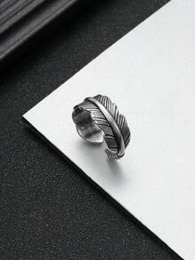 Fashionable and Popular Men Vintage Leaf Design Ring Alloy for Jewelry Gift and for a Stylish Look - Silver - View 4