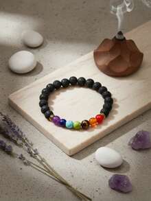 Ágatas 7 chacras piedra natural para bisutería set cuentas artesanales para pulseras collares amuletos joyería equilibrio energético colores vibrantes accesorios hechos a mano espiritualidad regalos creatividad - 1 tira - Ver 3