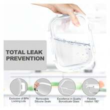 Glass Meal Prep Containers 22oz, 10 Pack Airtight Food Storage Containers - Như Hình Ảnh/Tôi - Xem 2