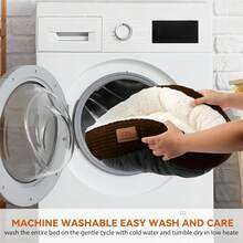 20in Washable Round Donut Indoor Pet Bed For Cats, Small Dogs, Puppies, Kittens - Anti-Slip Bottom, Calming Bed - Pink - màu nâu - Xem 5