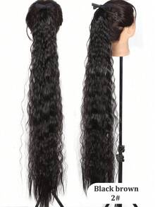 Extensiones de cabello de fibra sintética ondulada y rizada de 16 a 34 pulgadas, pieza de cabello rizado natural de cola de caballo de color negro - Multicolor - Ver 21