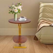 RibasuBB Round 2-Tier Side Table With Storage Shelf For Living Room And Bedroom, Sturdy Carbon Steel Frame, Modern C-Shaped Design, Easy Assembly And Maintenance - Multicolor - View 3