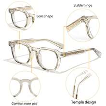 Gafas transparentes para hombre HBK con marco de TR y lentes de ABS, de estilo ovalado, casual, simple y vintage. Monturas de gafas de moda para uso al aire libre, viajes, fotos, deporte y óptica, tanto para hombres como para mujeres. - K39944 - Ver 12