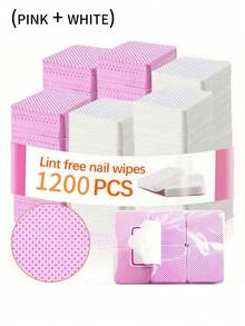 1200pcs/100pcs/50pcs/20pcs Lint-Free Nail Wipes, Dual-Use Eyelash Extension Glue Remover Pads, Soft Nonwoven No-Lint For Gel Polish Removal, Salon/Home Manicure Pedicure Tools, Absorbent Quick-Dry Lash Cleansing Wipes, Professional Nail Art & Lash Grafting Supplies