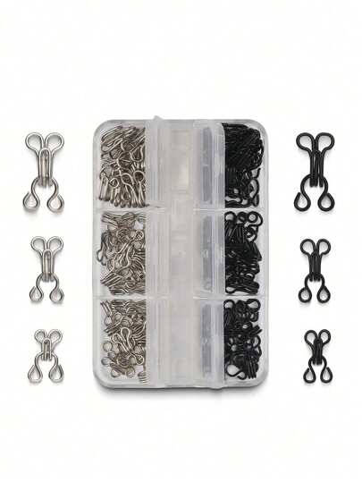 Kit de couture avec crochets et oeillets (boîte de rangement non incluse) Remplacement de crochet de soutien-gorge, plusieurs tailles disponibles, idéal pour la réparation de vêtements DIY, les retouches de lingerie et la couture à domicile