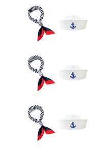 1 pieza Gorro de marinero de poliéster para mujeres y hombres, gorro de capitán de yate, adecuado para Halloween, Navidad, despedida de soltera, cosplay, fiesta de yate, desfile, fiesta de adultos, accesorio de playa para mantener la cabeza caliente en invierno