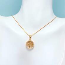 Simple And Elegant Tree Of Life Pendant Necklace, Inlaid With Zirconia, Plated In 925 Silver Or 18k Gold - Vàng - Xem 3