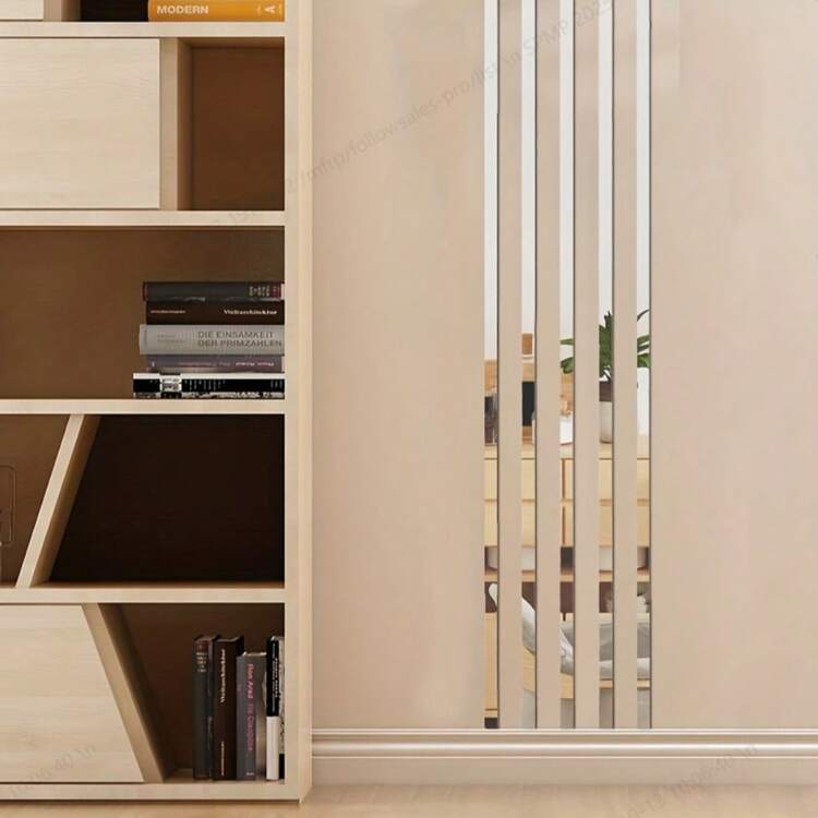 20 件银色长方形镜子墙贴，亚克力自粘镜面贴花，腰线装饰，适用于客厅、卧室、浴室、电视背景墙 - 彩色 - 查看 5