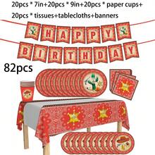 1 set de 80 articles jetables thème denim, comprenant des plateaux en papier de 9/7 pouces, des gobelets en papier de 9 onces, des serviettes, des nappes et des drapeaux surélevés. Très adapté pour les concerts, mariages, anniversaires, baby showers, pique-niques et barbecues. Plateau circulaire en papier jetable, parfait pour l'utilisation et la décoration de fête. - Multicolore - Voir 8