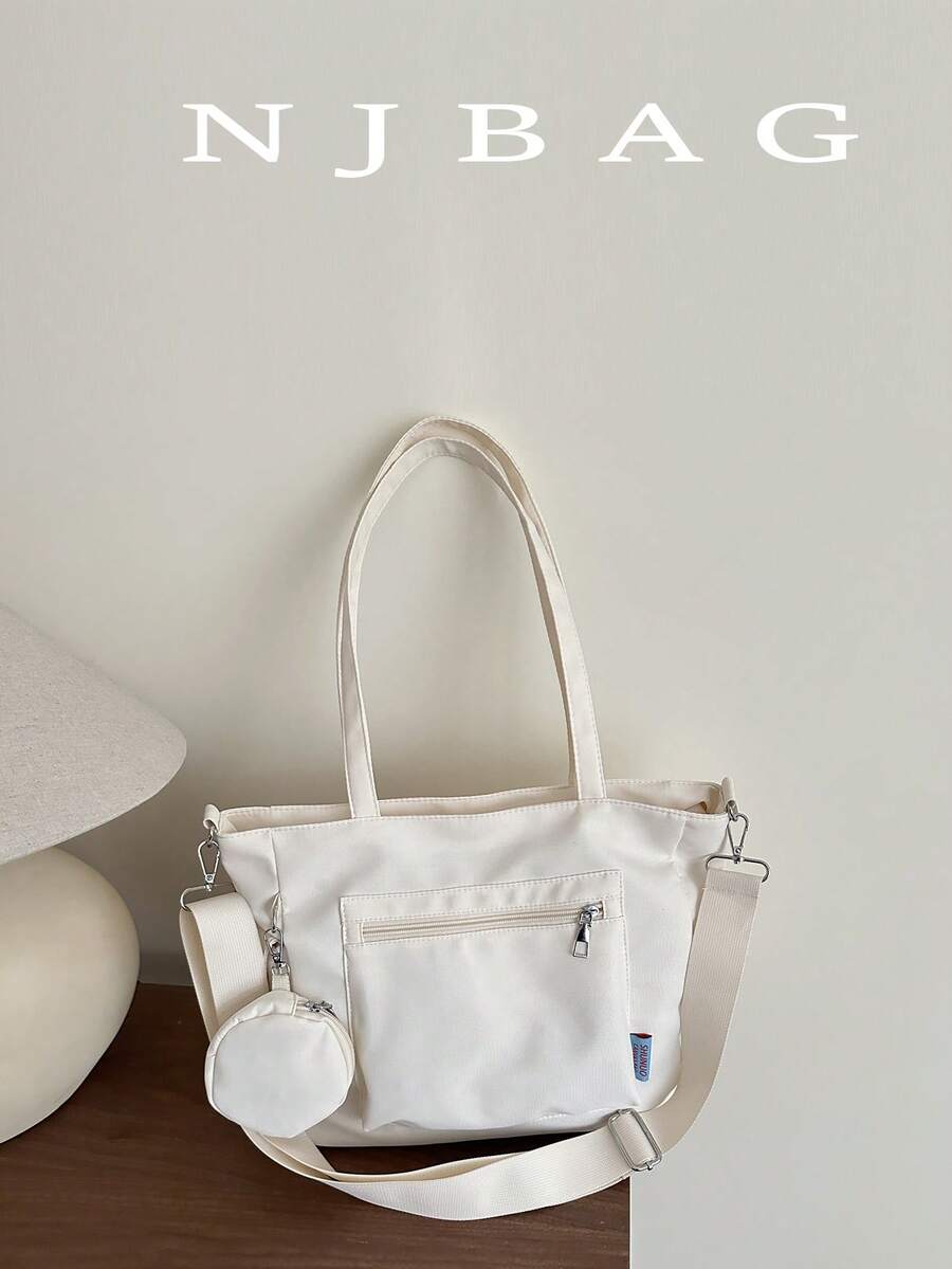 Bolso de mano de mujer de moda, unicolor minimalista para trabajos escolares, de gran capacidad apto para trabajo, clase, versátil y exquisito