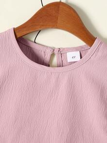 Bộ 2 áo dài tay và quần vải dệt mềm mại thoải mái cho bé gái, thích hợp mặc ngoài trời, mùa thu/đông - Bụi hồng - Xem 3