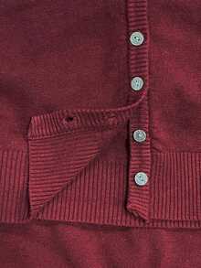 高品质新款秋冬时尚百搭高领单排扣针织开衫 - 紅色 - 查看 6