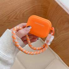 钥匙扣、挂绳简约橙色腕带耳机盒兼容 Pro 第 1/2/3/4 代蓝牙保护套 - 橘色 - 查看 1