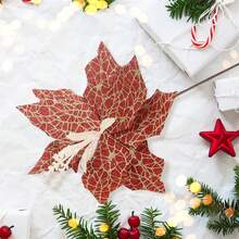 Christmas Artificial Flower, Shiny Colorful Tree Topper Stem Home Decor Party Favor - Red - View 4