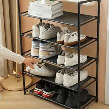 Multifunctional Metal Storage Rack With 8 Double Hooks, 5 Tier Clothes Hat Shoes Organizer Suitable For Bedroom, Living Room, Entrance And Office, Easy To Assemble