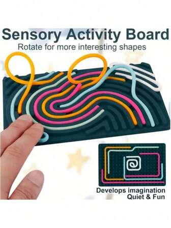 1pc DIY Sensory Stress Relief Silicone Grab Board Toys, Silicone Twisted Rope Activity Stress Relief Board, Silicone Sensory Activity Board Stress Relief Toys