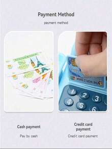 儿童迷你仿真收银机玩具，具备扫描和多功能声光效果，是圣诞节和角色扮演的理想礼物（配件随机发放，手工测量可能存在轻微误差）