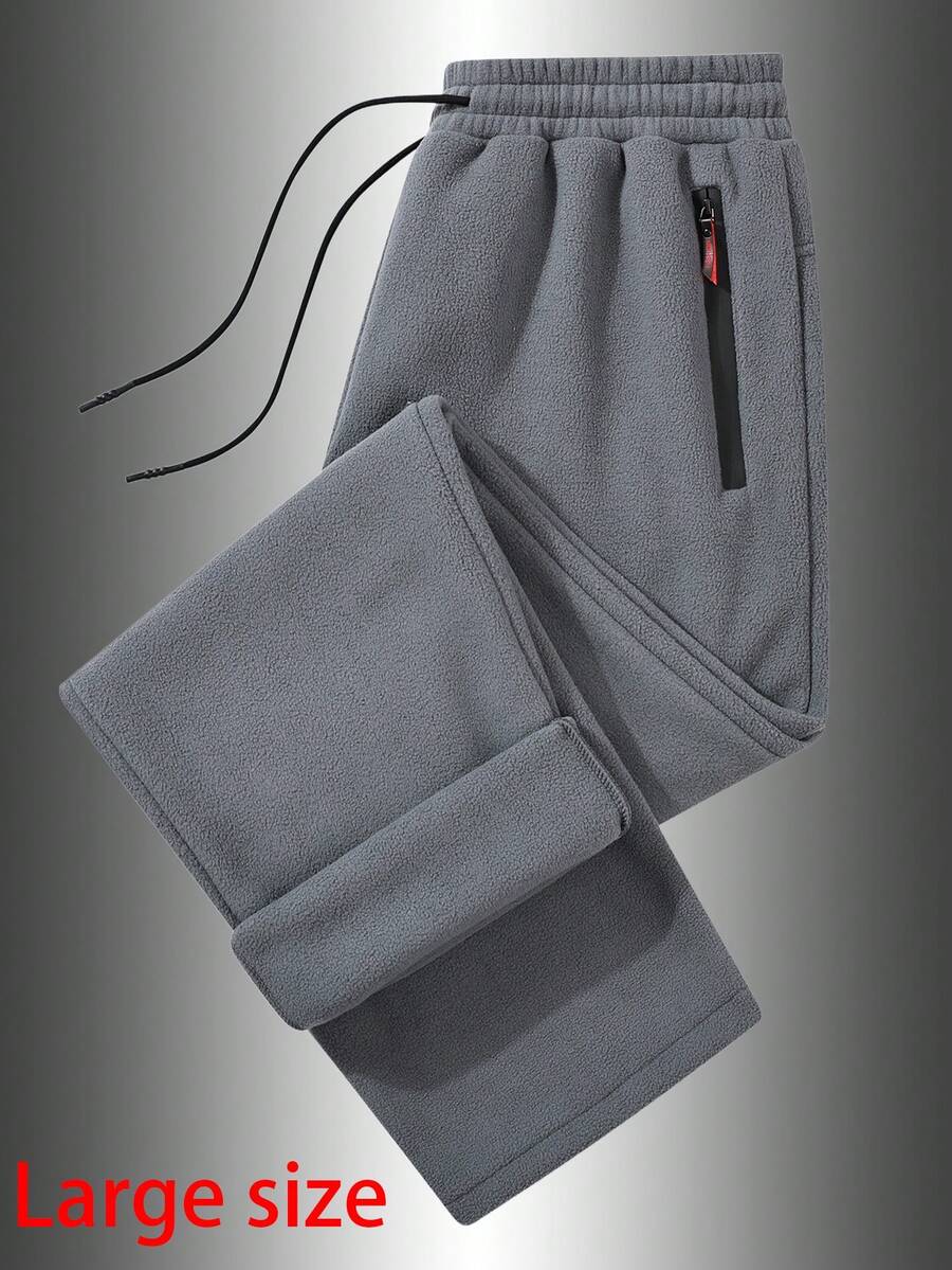 1pc Men's Boyfriend Style Outdoor Running Cycling Hiking Thermal Lined Thermal Pants, Plus Size, Autumn/Winter - Dark Grey - View 1