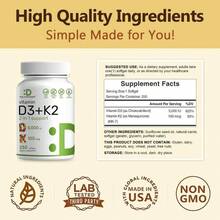 Supplement Vitamin D3 & K2,250 VeggieSoftgels2-In-1 Formula(5000 LU D3 +100mcg K2 MK7) Supports Healthy BonesTeeth,Heart,&Lmmune SvstemlNutrition &Healthcare Supplement Dietary Edible Fitness - 3瓶 - 查看 3