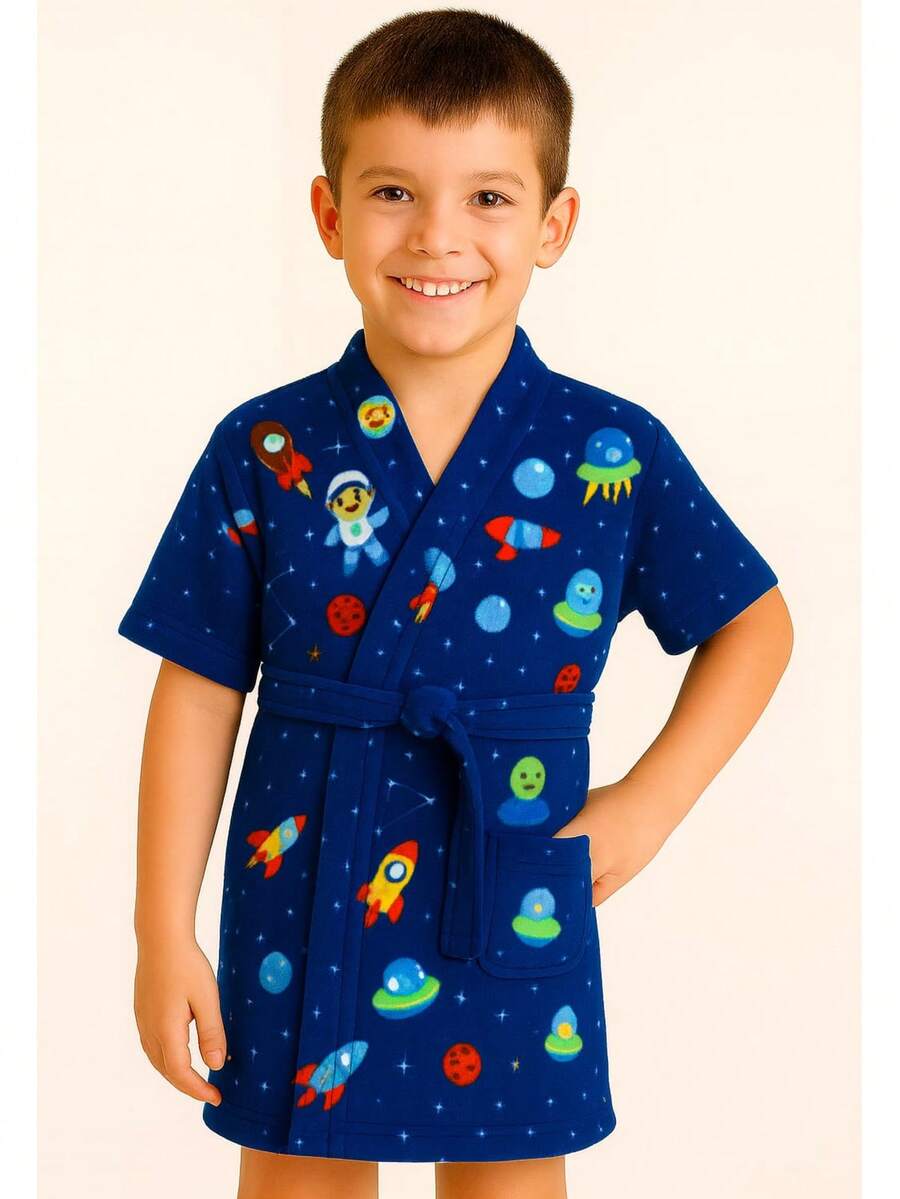 Roupão De Banho Piscina Personagem Felpudo Infantil - Astronauta - Visão 1