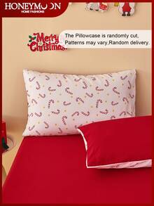 1 față de pernă cu imprimeu de trestie de bomboane de Crăciun, fără umplutură, moale și respirabilă, potrivită pentru Crăciun și decorul zilnic pentru sufragerie, dormitor, canapea, față de pernă pentru mașină, lavabilă la mașină. Pentru așternuturi de casă și articole esențiale pentru cămin, certificată Oeko-Tex