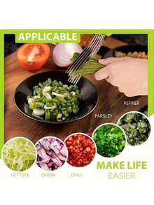1 PC Multi Functional Stainless Steel 5 Layer Scallion Spice Knife For Pepper Scallion Laver Cutting Chopping Cooking Tool - Green - View 9