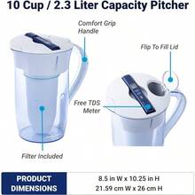 ZeroWater 10 Cup Round Water Filter Pitcher White And Blue