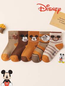 Disney 10/5 Authentic Mickey Mouse Family Children's Socks, Maillard Color Series, New Year's Gift Socks, Boys' Winter Socks, Mickey Cartoon Christmas New Year Animation Socks, Boys' Socks, Indoor Floor Socks, Creative Gift Socks, Socks For Children