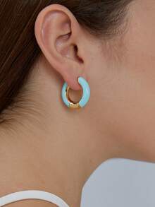 Charm-In 1 par de pendientes de piedra de circonita geométrica con baño de oro de 18K, regalo para el Día de San Valentín, Día de la Madre