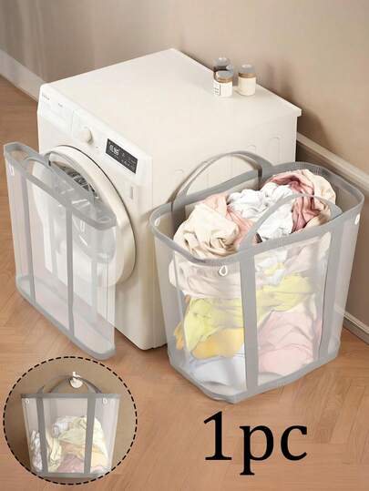 1 Stück großvolumiger faltbarer Haushalts-Wäschekorb, Wäschekorb, Spielzeug-Eimer für den Haushalt, an der Wand montierbarer Wäschekorb für das Badezimmer, großes Fassungsvermögen, geeignet für Badezimmer, Hotels und Toiletten, faltbarer Wäschekorb, Aufbewahrung von schmutziger Wäsche, wandmontiert, platzsparend, einfach zu bedienen.