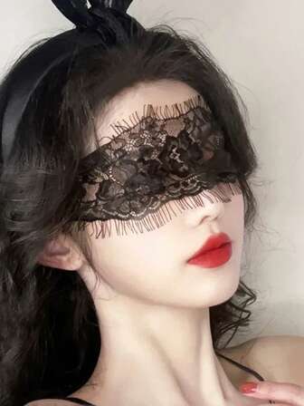 1 件性感黑色蕾丝眼罩，迷人蕾丝眼罩配件
