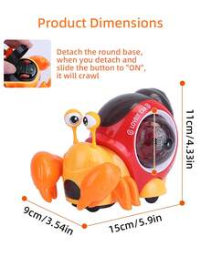 1 pièce Voiture électrique de crabe omnidirectionnelle avec lumières colorées et musique - Cadeau de fête, d'anniversaire, d'Halloween et de Noël, parfait pour les garçons et les filles - Retirez la base ronde avant utilisation - Couleur des accessoires aléatoire
