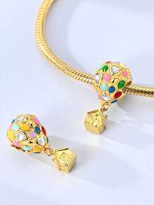 镀银热气球系列飞行家庭吊坠球，适合手链DIY女士饰品 - 銀色 - 查看 4